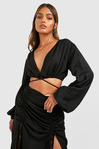 Crop Top en Lange Rok - Zwart