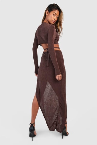 Crop Top en Lange Rok - Bruin