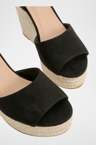 Nubuck Espadrilles met Sleehak - Zwart
