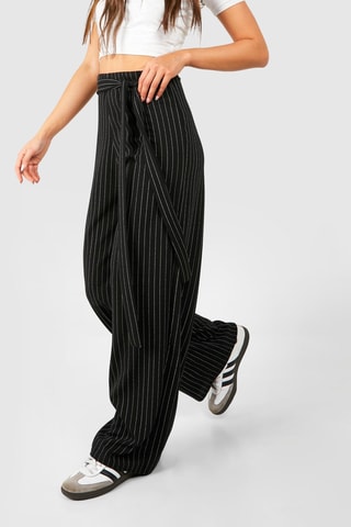 Broek Wide Legs Hoge Taille - Zwart