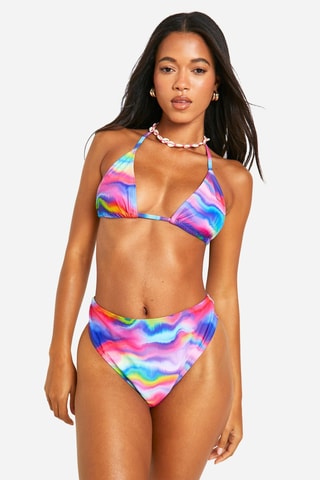 Bikinibroekje met tie and dye effect - Blauw en Roze
