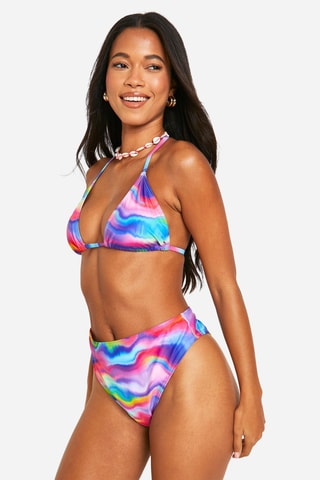 Bikinibroekje met tie and dye effect - Blauw en Roze