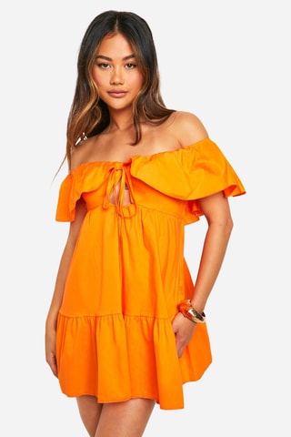 Jurk met Ruches - Oranje