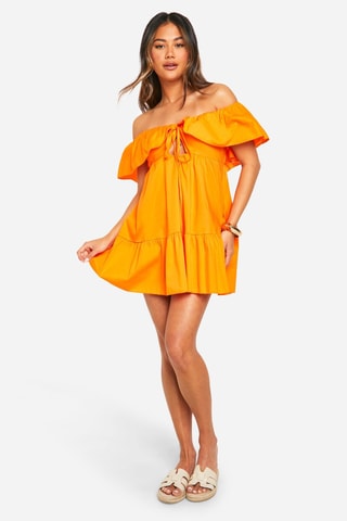 Jurk met Ruches - Oranje