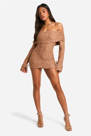 Nauwaansluitende Jurk - Beige