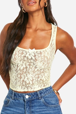 Kanten Crop Top - Geel
