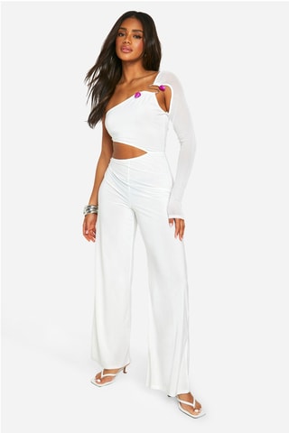 Asymmetrische Jumpsuit - Crèmekleurig