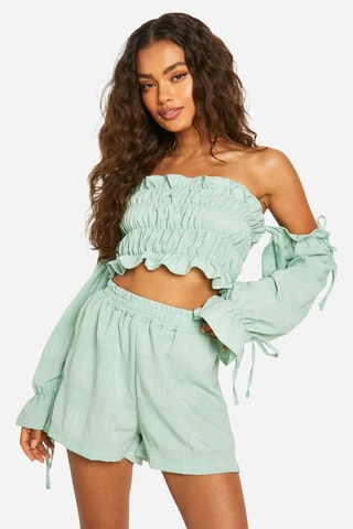 Crop Top en Short - Zeegroen