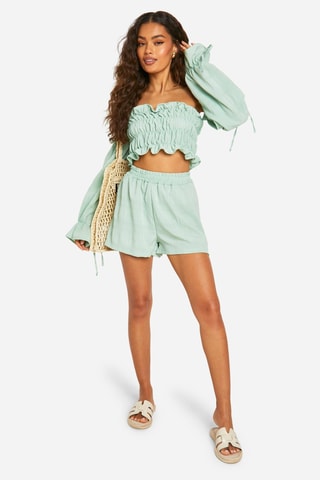 Crop Top en Short - Zeegroen