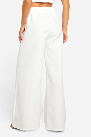 Broek Wide Legs Hoge Taille - Ivoorkleurig