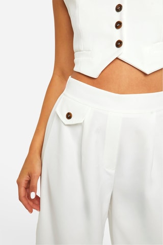 Broek Wide Legs Hoge Taille - Ivoorkleurig