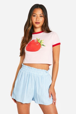 Cropped T-shirt - Roze