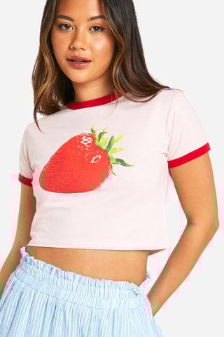 Cropped T-shirt - Roze