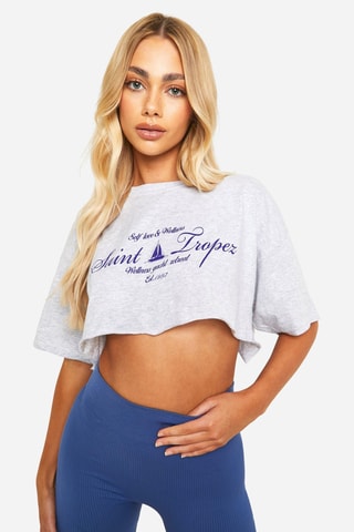 Crop Top - Gemêleerd Lichtgrijs