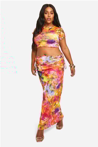 Crop Top en Lange Rok - Oranje