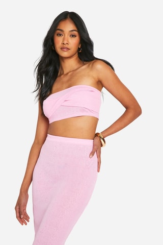 Bustier Crop Top en Lange Rok - Roze