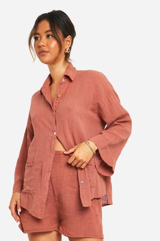 Oversized Overhemd - Steenroze