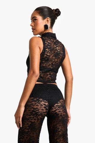 Kanten Crop Top - Zwart
