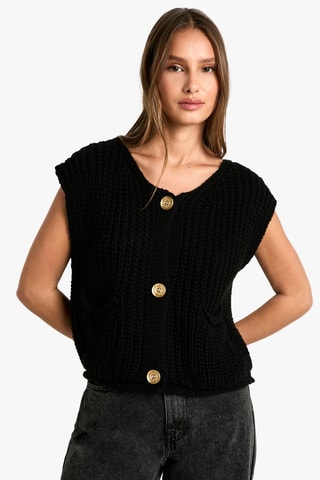 Wollen Oversized Vest - Zwart