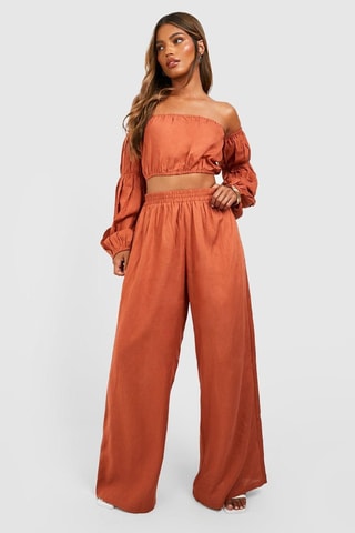 Crop Top en Broek Wide Legs -- Terracotta