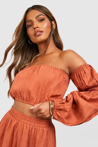 Crop Top en Broek Wide Legs -- Terracotta