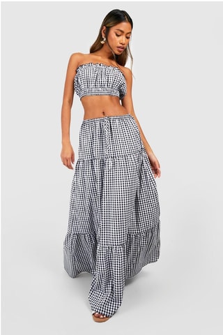 Bustier Crop Top en Lange Rok - Zwart
