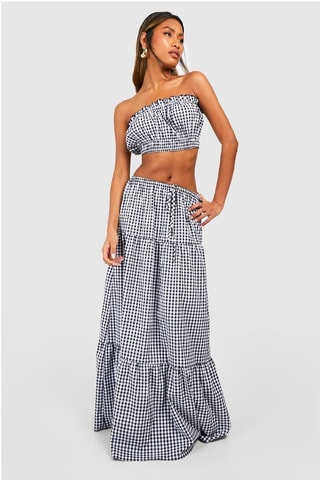 Bustier Crop Top en Lange Rok - Zwart