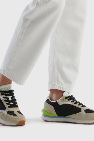 Baskets en cuir - Beige et noir