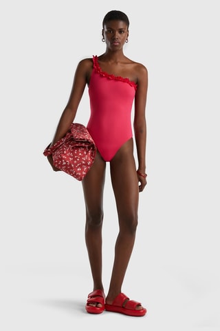 Maillot 1 pièce asymétrique - Fuchsia