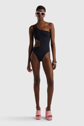 Maillot 1 pièce asymétrique - Noir