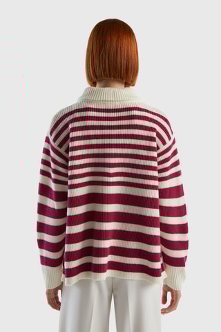 Pull en laine Bordeaux et écru