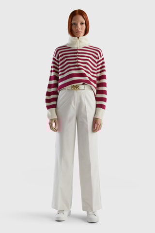 Pull en laine Bordeaux et écru