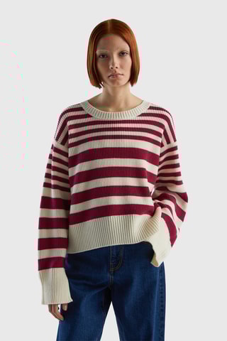 Pull en laine Bordeaux et écru