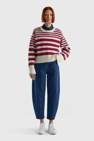 Pull en laine Bordeaux et écru