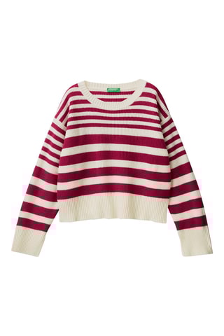Pull en laine Bordeaux et écru