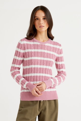 Pull Rose et blanc