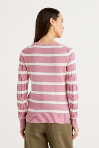 Pull Rose et blanc