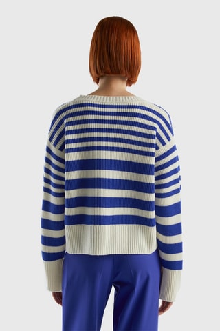 Pull en laine Bleu cobalt et blanc