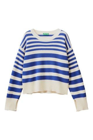 Pull en laine Bleu cobalt et blanc