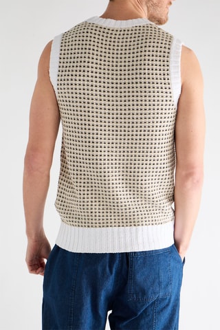 Pull sans manches - Beige et blanc