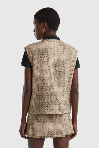 Veste sans manches en tweed Beige chiné