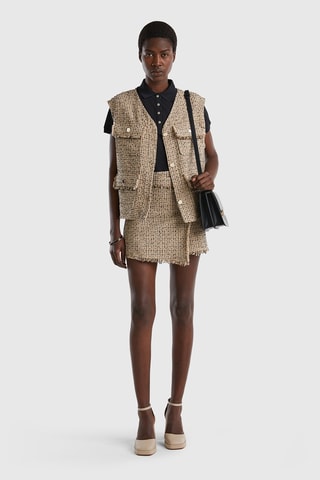 Veste sans manches en tweed Beige chiné