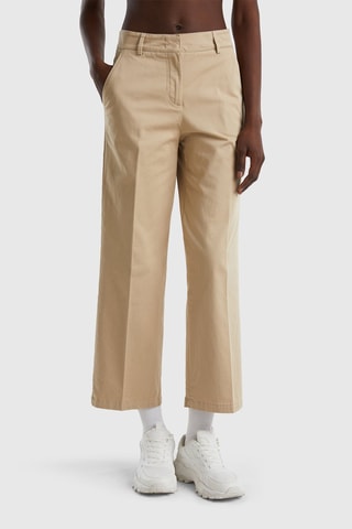 Pantalon wide legs taille haute Beige