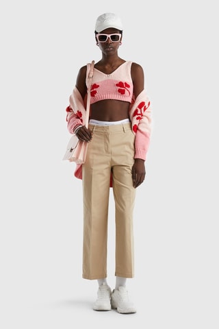 Pantalon wide legs taille haute Beige