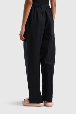 Pantalon casual en lin taille haute - Noir