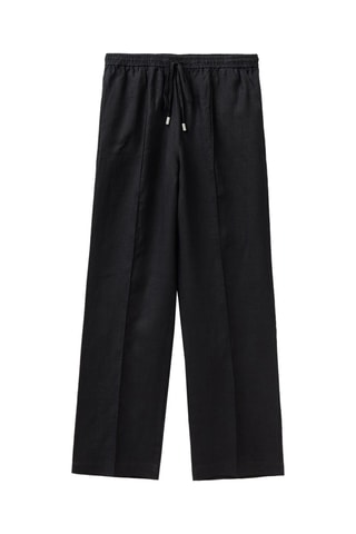 Pantalon casual en lin taille haute - Noir