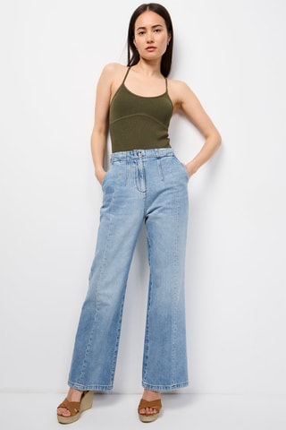 Jean wide legs taille haute Bleu