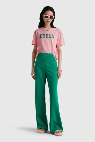 Pantalon flare taille haute Vert