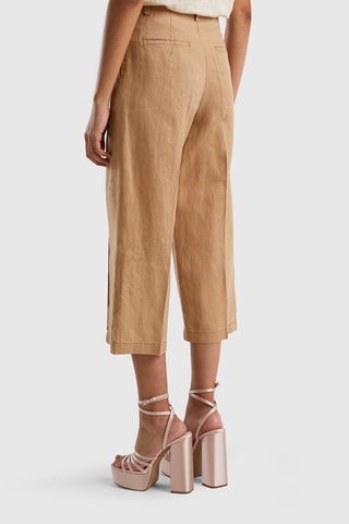 Pantalon wide legs 7/8 en lin Beige