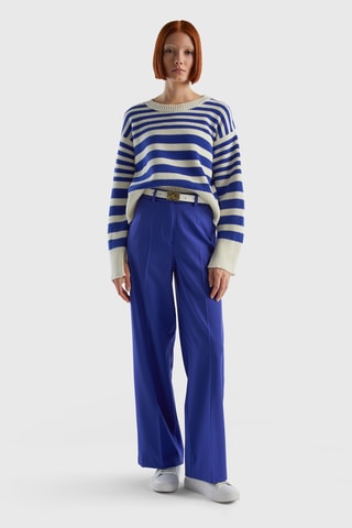Pantalon wide legs taille haute Bleu cobalt